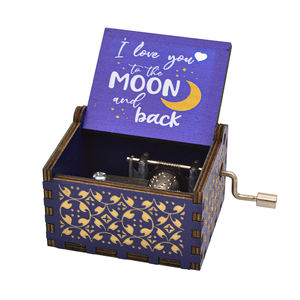 एनीमे फिल्में थीम्ड हैंड क्रैंक लकड़ी के संगीत बॉक्स कस्टम मेलोडी यूव पैटर्न प्रिंटिंग - Product Image 3
