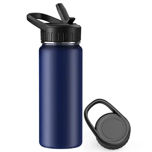 Elvira 32oz Vacuum Insulated Stainless Steel Water Bottle with Straw & Spout Lids White-Black