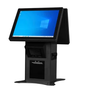 Système de point de vente à double écran, écran tactile de 15.6 pouces, machine de point de vente de bureau, kiosque tout-en-un pour les caissiers de détail, Android