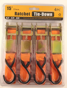 Correas de Amarre <span class=keywords><strong>con</strong></span> Trinquete de 25mm, 300KG, 4.6M, 4 Juegos, Gancho en S, Poliéster, para Motocicleta y Camión, Color Personalizado, Venta al Por Mayor - Product Image 1