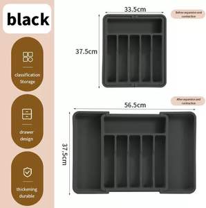 Organisateur de tiroir en plastique carré classique, idéal pour ustensiles, couverts et argenterie, support de rangement ajustable – Vente en gros à chaud - Product Image 3