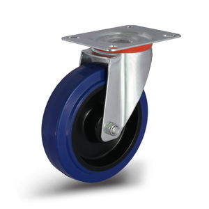 Industrielle Trolley-Rollen aus Weichgummi, mittelschwere, feststellbare, verzinkte Eisenrollen, 4 Zoll, geräuscharm - Product Image 3