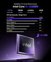 Mini PC KAMRUI Pinova P2, Intel Core I5-12600H, 16 GB de RAM, 512 GB SSD, 12 Núcleos, 45 GHz, Gráficos Intel Iris Xe, Sistema Operativo, WiFi6, BT52