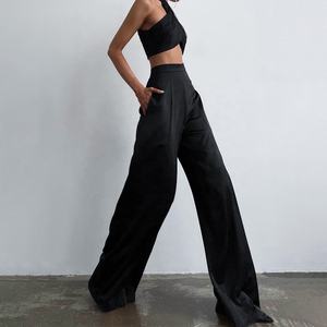 <span class=keywords><strong>Pantaloni</strong></span> a vita alta drappeggiare <span class=keywords><strong>pantaloni</strong></span> da donna morbidi <span class=keywords><strong>tuta</strong></span> <span class=keywords><strong>Beige</strong></span> abito a prezzi accessibili ufficiale per donna <span class=keywords><strong>pantaloni</strong></span> aziendali Wiscot - Product Image 4