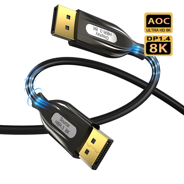 Free Sample 100m 1.4 Active Gold Plated Optical Cable 8K DP Cables for Monitor and DVD Player Applications