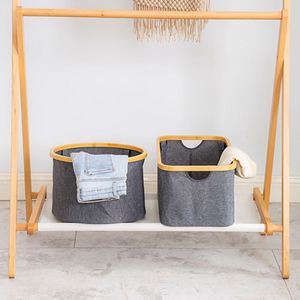 Cesto de Ropa Plegable de Bambú para el Hogar, Bolsa de Almacenamiento de Ropa, Cesta de Almacenamiento de Bambú - Product Image 4
