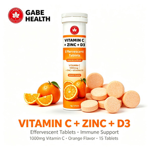 Tabletas Efervescentes de Vitamina C 100mg, Zinc y Vitamina D3 de Marca Privada OEM, Apoyo Inmunológico, Antioxidante, Sabor Naranja, 15 Unidades, Personalizables - Product Image 1