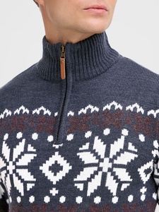 Custom Logo <strong>Men's</strong> <strong>Xmas</strong> Pullover Sweater Knit Jacquard <strong>Men</strong> 1/4 Zipper Christmas <strong>Jumper</strong> - Product Image 3