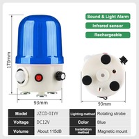 JZCN PIR Alarm Detektor Gerakan Manusia 115dB Suara Visual Lampu Berkedip Inframerah Pencuri Rumah Lampu Strobo Putar Hisap Magnetik