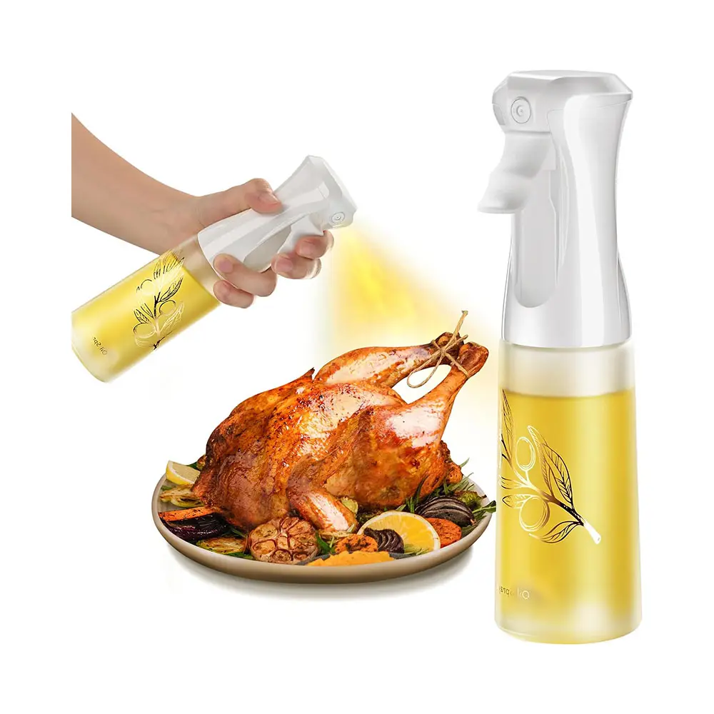 Herramientas de cocina 200ml comida personalizada barbacoa reutilizable transparente blanco Logo embalaje plástico cocina Spray botella de aceite