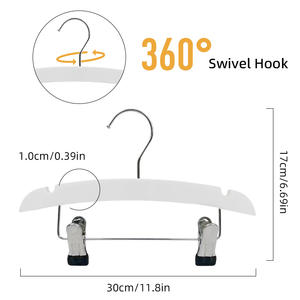 Cintres en bois blancs à un seul niveau pour bébés, garçons et filles, pour pantalons et sacs, avec logo personnalisé, service ODM OEM, pour armoire, écologiques et gain de place, modèle 2025 - Product Image 2