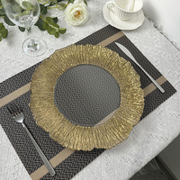 Assiettes de présentation dorées transparentes en plastique de 13 pouces pour décoration de mariage – Vente en gros