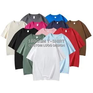 Read To Ship High Quality 180GSM Men's T-shirt Custom Logo Design 14 Colors Selection