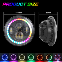 Système d'éclairage automatique, phares de voiture, Led, projecteur de moto, rond, 7 pouces, rvb, 7 pouces, phare LED pour Wrangler JK