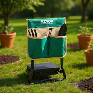 Tabouret de jardin pliable Vevor avec poches à outils, assise en EVA vert, structure métallique, pour usage extérieur - Product Image 2