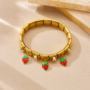 Strawberry Charm Bracelet Gold Plated Zinc Alloy Women's Jewelry Gift Fashion Accessory - Product Image 3