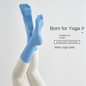 Wholesale Breathable Mid-calf Yoga <b>Socks</b> Solid Color Striped Anti-slip <b>Sports</b> Dance Fitness Training - Product Image 2
