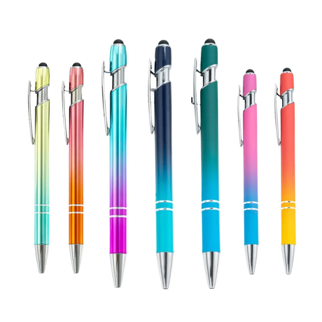 Y717 New Laser Engraved Pen Metal Stylus Touchscreen Pen Gradient Color Promotion Gift Ballpoint Pen Korean Stationery Set