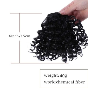 High Puff Afro Kinky Curly Sintético Cordón Cola de caballo con <span class=keywords><strong>flequillo</strong></span> Extensiones de cabello Short Pony Tail Hair Bun Clip para mujeres - Product Image 3