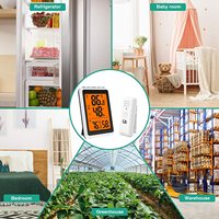 Termómetro Higrómetro Digital LCD Grande con Retroiluminación para Interiores/Exteriores, Sensor de Temperatura y Humedad, Registro de Máxima y Mínima