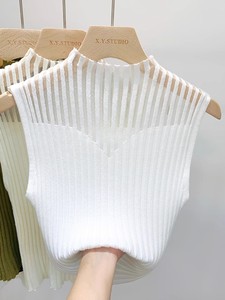 LHY Vintage Women's Patterns <span class=keywords><strong>Crochet</strong></span> Knit Tops Plus Size Summer Waistcoat with Stretchy Turtleneck Camisole Breathable Mesh Vest - Product Image 6