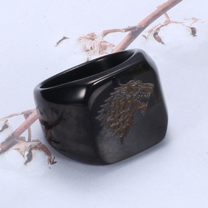 Punk Hip Hop Anillos <span class=keywords><strong>De</strong></span> Hombre testa di <span class=keywords><strong>lupo</strong></span> Custom Signet inciso blu nero acciaio inossidabile anello in oro da uomo - Product Image 4