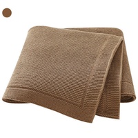 Couverture d'emmaillotage tricotée pour nouveau-né OEKO-TEX en coton 100% couleur unie, écologique et ultra douce, vente en gros