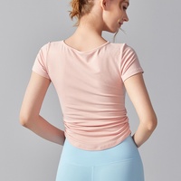 Ropa de Fitness transpirable de secado rápido ajustada para mujer de alta elasticidad para Yoga Pilates camiseta informal diaria Tops