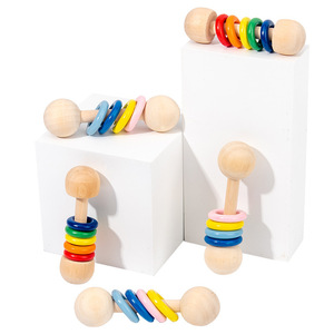 Juguetes musicales de madera al por mayor: Sonajeros de arcoíris, juguetes musicales de mano para bebés, instrumentos musicales Orff, juguetes de entrenamiento para sujeción manual - Product Image 1