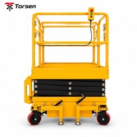 Plateforme élévatrice à ciseaux mini autopropulsée de 300 kg avec direction hydraulique, hauteur de travail de 5 m, 5,9 m, 6,8 m pour la picking et les réparations en entrepôt