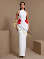 Robe de soirée élégante Ocstrade, design floral 3D, robe moulante blanche, dos ouvert, col halter, sans manches