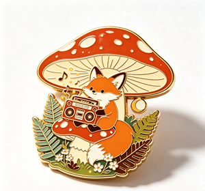 Custom Kawaii Mushroom Fox Enamel <b>Pin</b> Metal Brooch Cartoon Lapel <b>Badge</b> Gift Decoration - Product Image 2