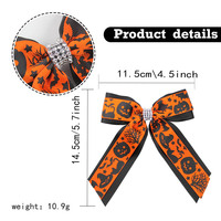 Barrettes à cheveux d'Halloween avec motif araignée, longues nœuds fantaisie citrouille et fantôme pour filles et enfants, accessoires capillaires pour les fêtes d'Halloween