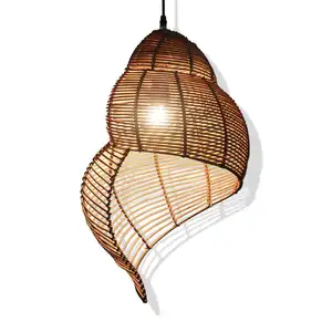 Southeast Asia field snail design rattan chandelier pendant lamp