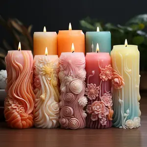Fabricante de velas de soja perfumadas para decoração de casa e casamento, cilindro de flores decorativas românticas personalizadas, venda imperdível