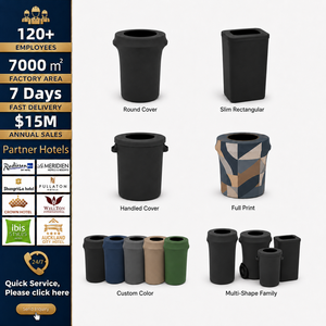 Commercial Spandex Trash Can Cover Fitted Fabric Waste Bin Cover for Restaurants Catering and Hospitality Supply - Product Image 3