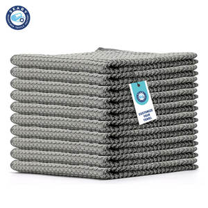 Serviette de nettoyage en microfibre de luxe jacquard grise, épaisse, 40x40 cm, réutilisable, anti-peluches, pour utilisation en salle blanche - Product Image 2