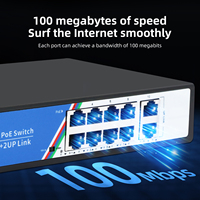 Commutateur PoE rapide Tshield 8 ports, Full-Duplex/Half-Duplex, double rangée, 10/100 Mbps, 2 Gbps, non géré, pour système de caméra de sécurité