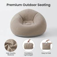 Fauteuil Gonflable OEM Design Boule Ronde Gris Clair en Tissu Floqué Ergonomique Portable