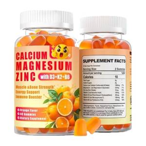 Gommes <span class=keywords><strong>Calcium</strong></span> Magnésium Zinc D3 B6 K2 1000mg Gommes <span class=keywords><strong>Calcium</strong></span> Magnésium Soutien Énergie Immunitaire pour Adultes et Adolescents - Product Image 1