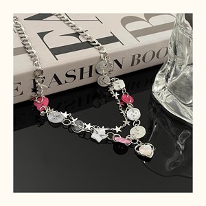 Collar con Corazón y Estrella <span class=keywords><strong>Rosa</strong></span> para Mujer, Cadena para Clavícula, Estilo Lujoso y Exclusivo, Nuevo Artículo Popular 2026 - Product Image 1