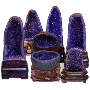 Grosir batu penyembuhan kristal disini Batu amethyst geode natural besar amethyst katedral untuk dekorasi rumah