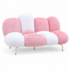 Canapé Nuage Style Princesse Rose Darente, Revêtement Doux Rose Poudré, Dossier Courbé et Coussins Arrondis pour Salon, Salle de Séjour, Maison - Product Image 4