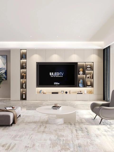 Ready to Assemble Modern TV Stand Unit Wooden Living Room Wall Cabinets with Lights Custom-made TV Cabinet Living Room