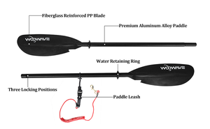 Woowaveカヤックパドルアルミニウム合金シャフト2ピース調整可能ボートパドル - Product Image 3