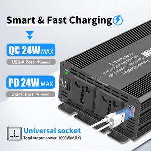 Inversor <span class=keywords><strong>de</strong></span> Corriente <span class=keywords><strong>de</strong></span> Onda Sinusoidal Modificada <span class=keywords><strong>de</strong></span> 12V a 110V, 1000W, <span class=keywords><strong>Convertidor</strong></span> <span class=keywords><strong>de</strong></span> Corriente Portátil <span class=keywords><strong>de</strong></span> CC a CA <span class=keywords><strong>para</strong></span> <span class=keywords><strong>Auto</strong></span> y RV - Product Image 2