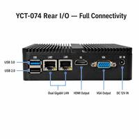Computadora Industrial Integrada Sin Ventilador YCT J4125, 4x USB3.0, 2 Puertos COM, Bloque de Terminales, WiFi, 8GB RAM, 256GB Almacenamiento para Energía