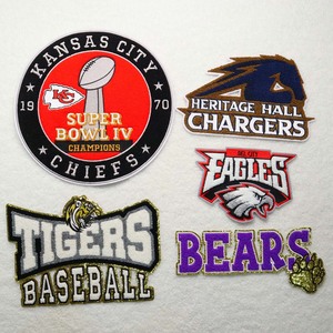 Wholesale Custom Iron <b>on</b> <b>Patches</b> NFL Chenille Twill Fabric Football Hat <b>Patches</b> With Sequin and Glitter - Product Image 2