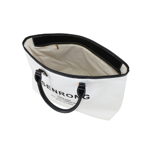 Bolsa de Lona de Gran Capacidad con Cierre de Cremallera Superior y Asa de Cuero 40x30cm, Logotipo Personalizado, Bolso de Mano para Mujer, Trabajo, Viajes - Product Image 5