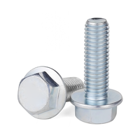 Boulons à bride hexagonale en acier au carbone M5 M6 M8 M10 M12 M14, plaqués zinc bleu, jaune, blanc, DIN6921